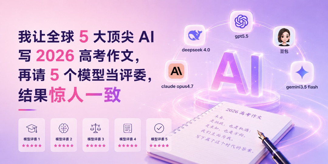 我让全球5大顶尖AI写2026高考作文，再请5个模型当评委
